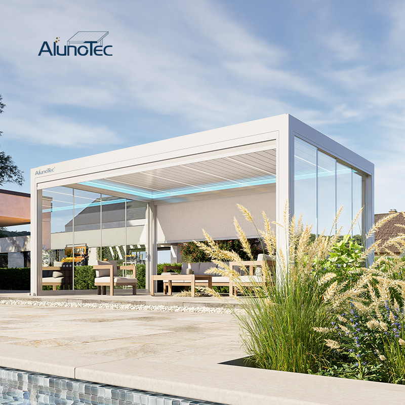 AlunoTec 5x5 5x6 Terrassenüberdachung Elektrisch Ausfahrbar Wasserdicht