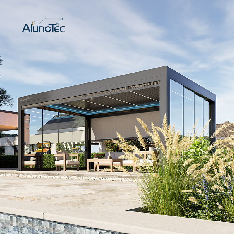 AlunoTec 5x5 5x6 Terrassenüberdachung Elektrisch Ausfahrbar Wasserdicht