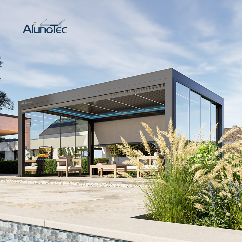 AlunoTec 5x5 5x6 Terrassenüberdachung Elektrisch Ausfahrbar Wasserdicht