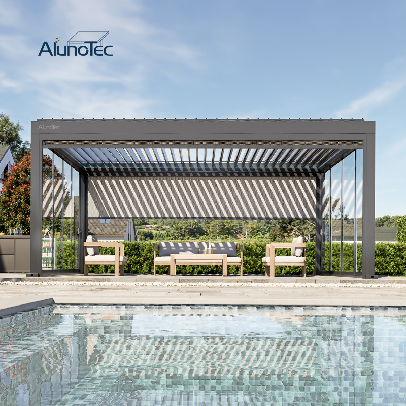 AlunoTec 5x5 5x6 Terrassenüberdachung Elektrisch Ausfahrbar Wasserdicht